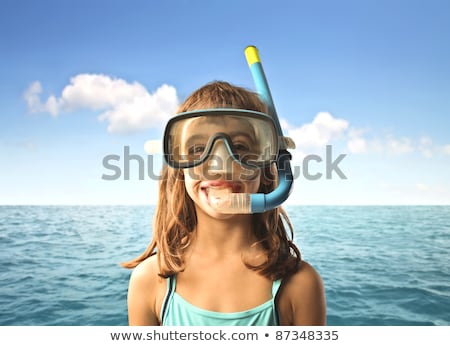 Stok fotoğraf: Child Wearing Snorkeling Mask Diving Underwater