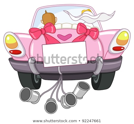 Stockfoto: Man And Woman In Auto Groom And Bride Vector