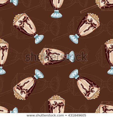 Foto stock: Seamless Pattern Of Two Types Vanilla Milkshake