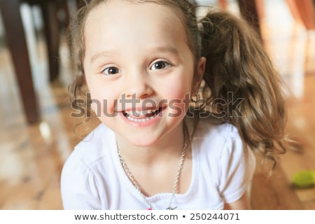 Сток-фото: Three Year Old Cute Girl Playing With Connecting Blocks