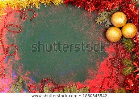 Stockfoto: Festive Christmas Or New Year Background Christmas Tree Branches And Xmas Red Ball Vector Illustra