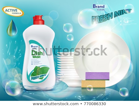 Сток-фото: Dish Soap Detergent Promotional Poster Vector