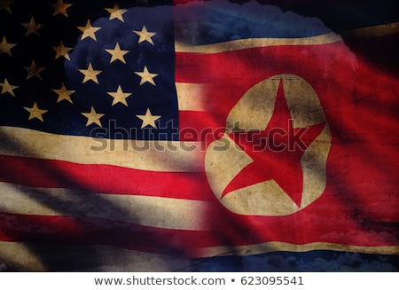 Foto stock: Usa And North Korean Grunge Flag