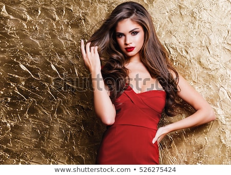 Сток-фото: Beautiful Woman Posing In Red Dress