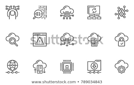 Foto stock: Server And Globe Line Icon