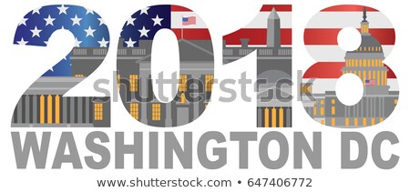 Stok fotoğraf: 2017 America Flag Washington Dc Outline Illustration