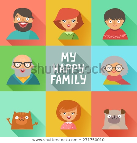 Zdjęcia stock: Family Members Happy Faces Flat Avatars Set