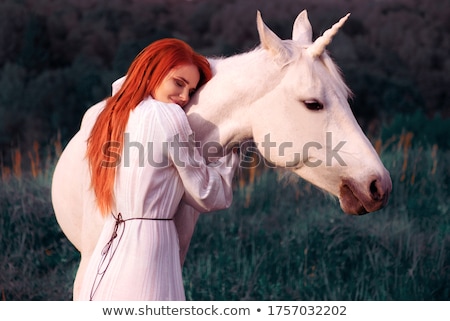 Сток-фото: Young Beautiful Woman With A Horse