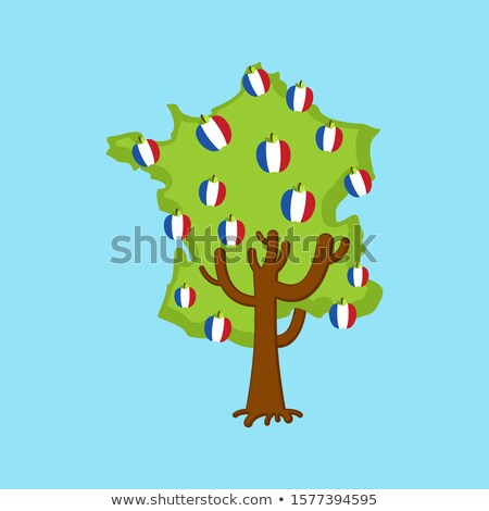 Stockfoto: Patriotic Apple Tree France Map Apples French Flag National St