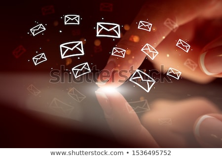 Stock photo: Finger Touching Phone With Hologram App Icons Above