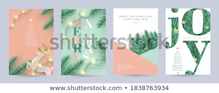 Stock foto: Merry And Bright Joy Posters With Greeting Set