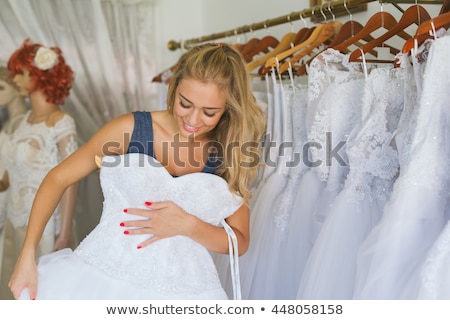 Stock foto: Joyful Happy Bride In Wedding Dress