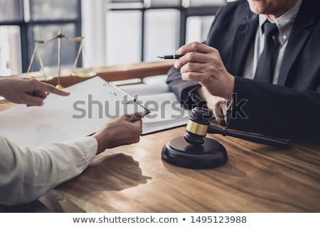 Judge Gavel With Scales Of Justice Male Lawyers Working Having Stock foto © Freedomz