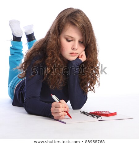 Stock fotó: Close Up Of A Female Student Doing Her Homework