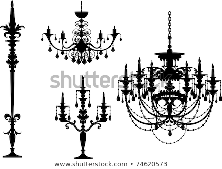 Сток-фото: Black Chandelier Silhouette With Candles