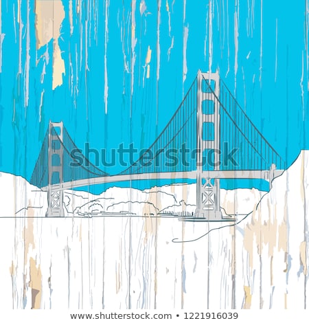 Stok fotoğraf: San Francisco Abstract Skyline Wood Background Illustration