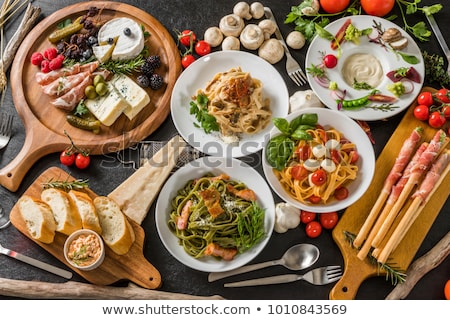 Stok fotoğraf: Italian Food Ingredients Pasta Tomatoes Chicken