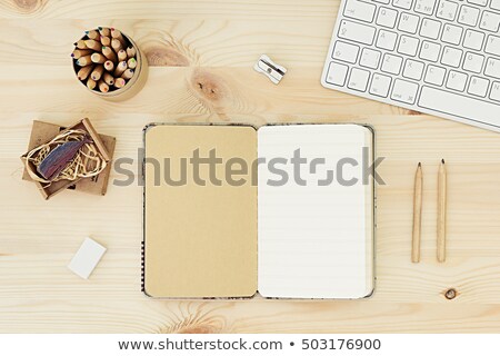 商業照片: Presentation Blank Notebook Natural Sketchbook Wood Background