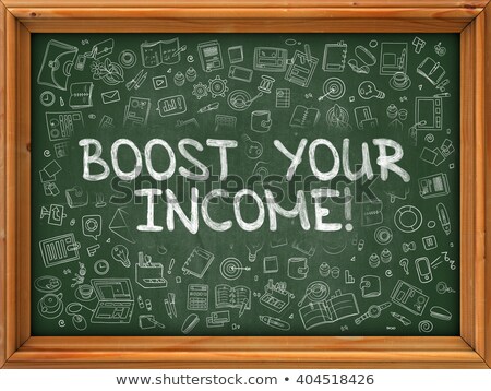 Foto stock: Green Chalkboard With Hand Drawn Boost Your Income