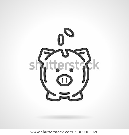 ストックフォト: Pig Piggy Bank And Coin Linear Style Financial Illustration Ac