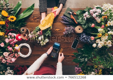 Stock photo: Pos Portable Credit Card Machine With Credit Card On Wooden Table 3d Rendering