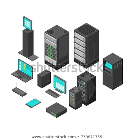 Foto stock: Isometric Pc Monitor Icon Computer Technology Vector Sign