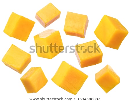 Foto stock: Sliced Mango Cubes Isolated On White Background