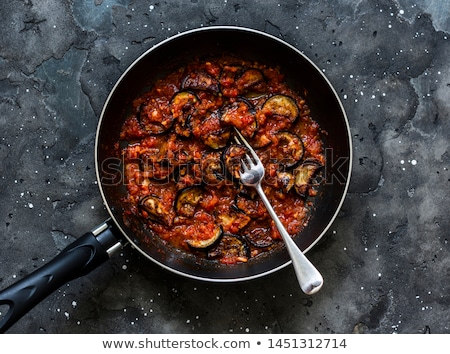 Foto stock: Pasta With Eggplant And Tomatoes
