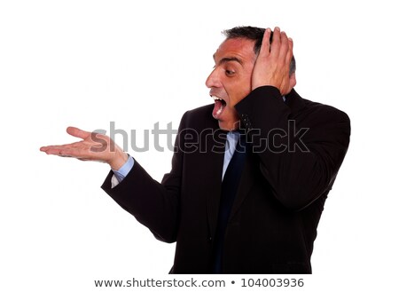 Stock photo: Excited Businessman Screaming With Extended Hand
