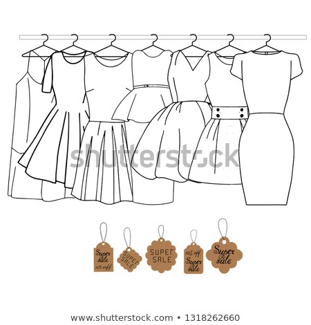 Foto stock: Sale Tags On Clothes Hanger Vector Set
