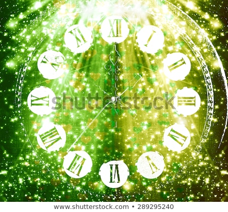 [[stock_photo]]: Antique Clock Face On Abstract Multicolored Background With Blur