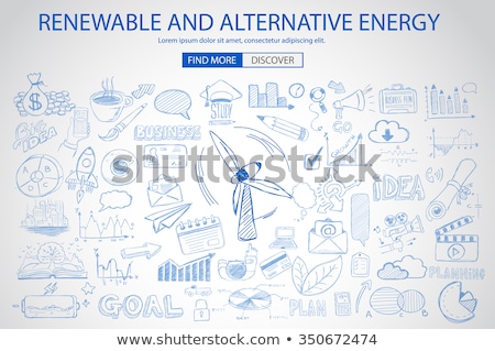 Stok fotoğraf: Renewable And Alternative Energy Concept With Doodle Design Sty