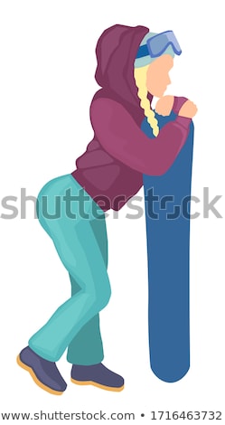 Stock photo: Young Woman Snowboarding Vector Illustration