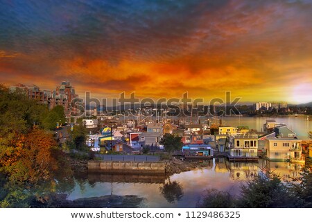 Сток-фото: Sunset At Victoria Inner Harbor Fishermans Wharf