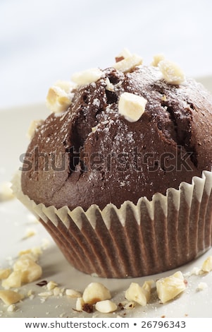 [[stock_photo]]: Hazelnut Muffins With Chocolate Topping