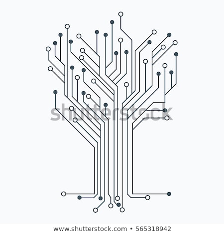 Stok fotoğraf: Vector Flat Circuit Board Lines Vector Illustration Isolated On White Background