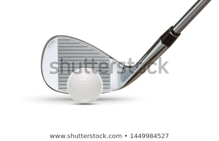 Foto d'archivio: Chrome Golf Club Wedge Iron And Golf Ball On White Background