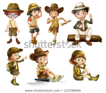 Сток-фото: Boy In Safari Costume On White Background