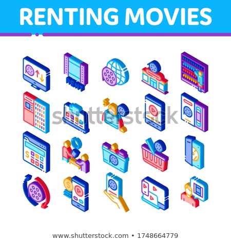 Renting Movies Service Isometric Icons Set Vector Foto stock © pikepicture
