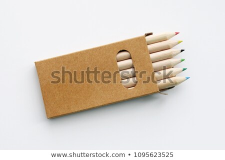 Foto stock: Set Of Color Pencils On White Background - Close Up