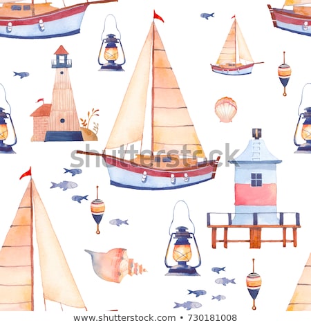 Stock fotó: Cute Seamless Pattern With Cartoon Houses