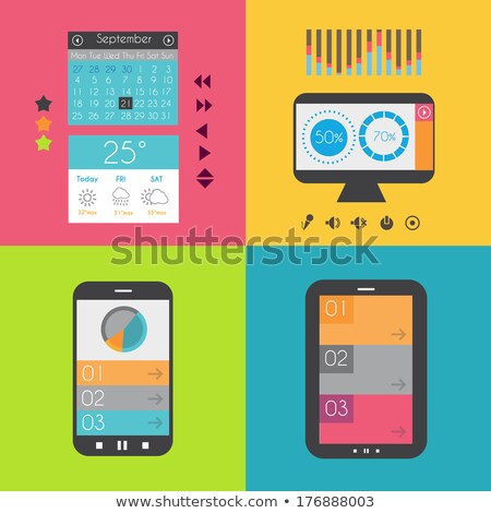 Foto stock: Flat Design Interface Template For Infogrphics Social Media Concept Devices Mockups And So On