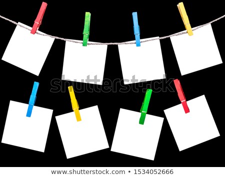 Zdjęcia stock: Three Blank Paper Notes Hanging On Rope With Clothes Pins