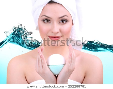 Сток-фото: Beautiful Young Woman With Aroma Bath Ball Isolated On White Bac