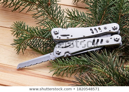 [[stock_photo]]: Multitool Pliers On Wooden Background