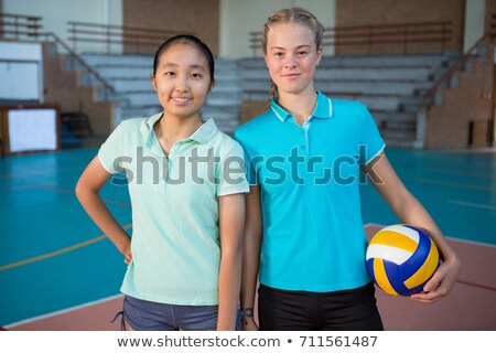 Stock fotó: Volleyball Player Holding Ball In Court