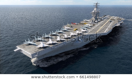 ストックフォト: Military Aircraft Carrier With Fighter Jets And Helicopters