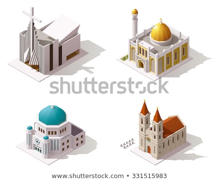 Church Isometrics Catholic Christian House Religion Vector Illu Сток-фото © tele52