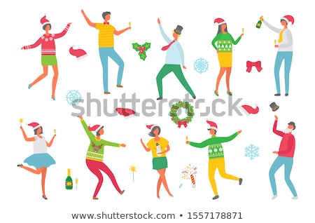ストックフォト: Christmas Party People And Symbolic Winter Images
