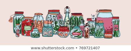 ストックフォト: Preserved Food Banners Set Of Fruits Or Vegetables